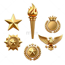 金色徽章图标设计元素