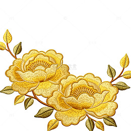 金色牡丹传统刺绣图案
