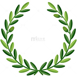绿色橄榄叶花环插画
