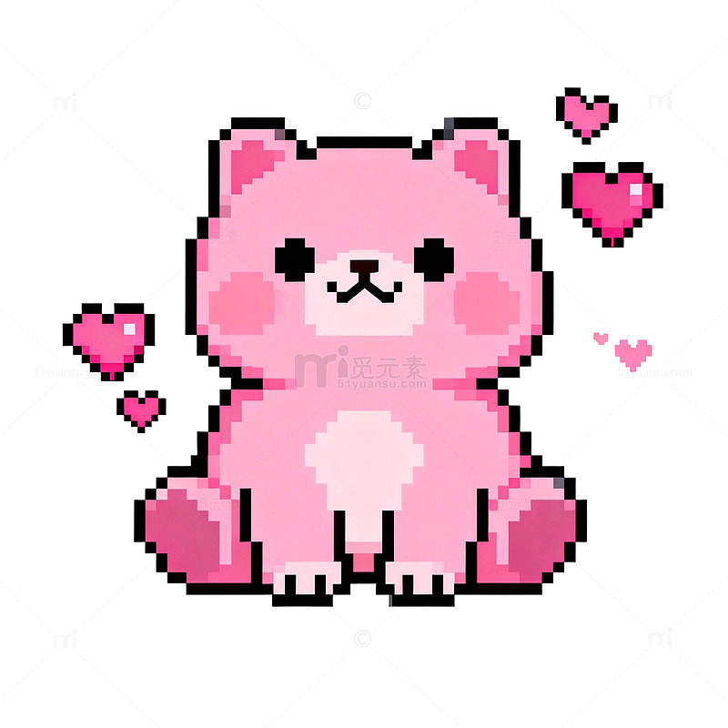 像素风可爱小猫卡通形象设计素材