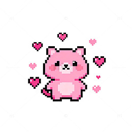 像素风可爱粉色小熊图案