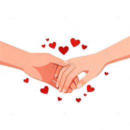 浪漫牵手爱情插画