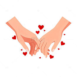 浪漫牵手爱情插画