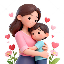 温馨母爱卡通插画设计素材