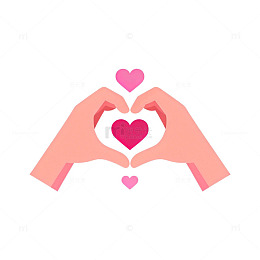 爱心手势浪漫插画