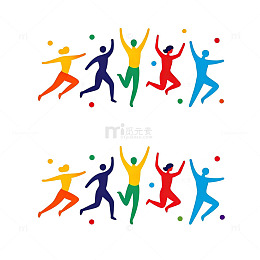 多彩跳跃人物图案设计元素