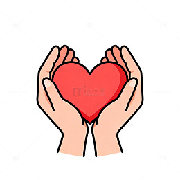 卡通双手爱心矢量图