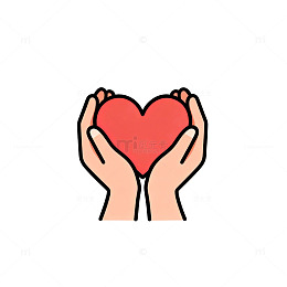 爱心双手卡通插画