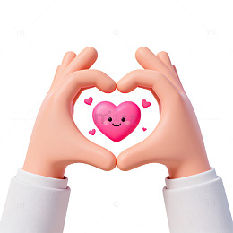 可爱手势心形图案插画