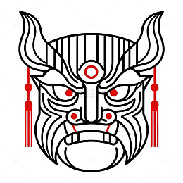 日式恶魔面具插画素材