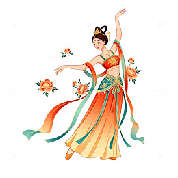 古风舞蹈插画设计素材
