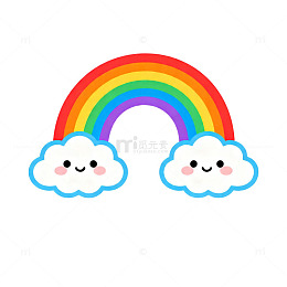 卡通彩虹云朵插画素材