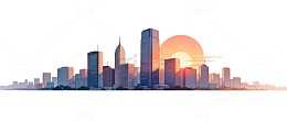 城市日落风光作品