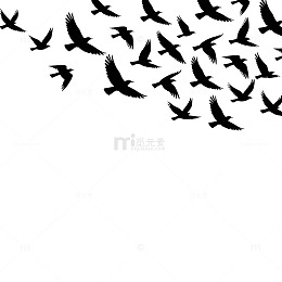 黑白飞鸟剪影素材
