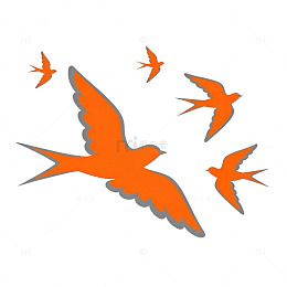 剪贴画风格飞鸟群飞图案
