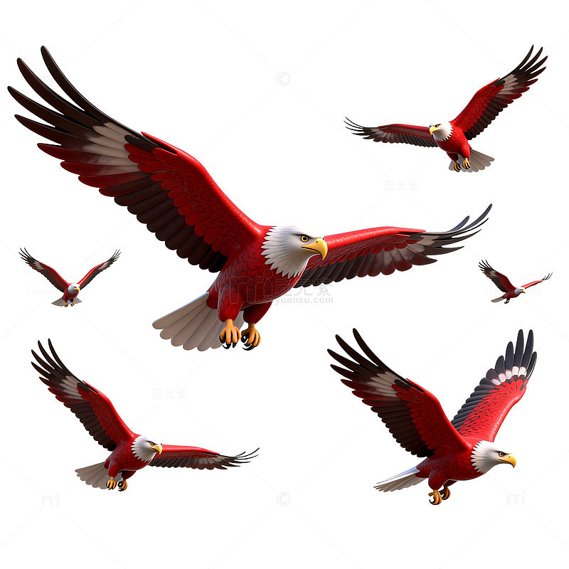 红色雄鹰翱翔插画素材