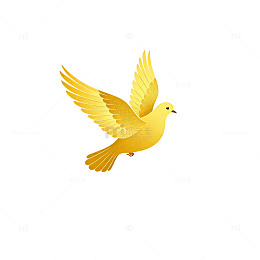 卡通金色飞鸽矢量图