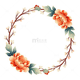 复古花卉装饰花环矢量图案