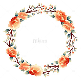 花卉装饰圆形图案插画
