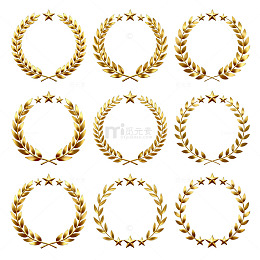 金色荣耀花环图案设计素材