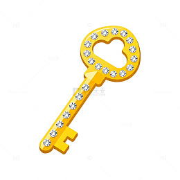 闪亮心形钻石钥匙装饰图案