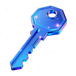 未来科技感金属钥匙插画