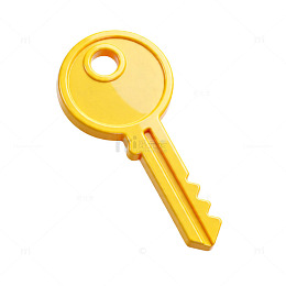 金黄色简约钥匙3D模型图