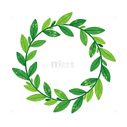 绿色花环清新插画