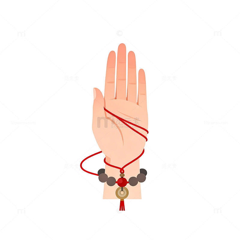 简约红色手链手掌插画