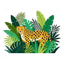 丛林猎豹插画设计素材