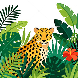 热带雨林豹子插画设计素材