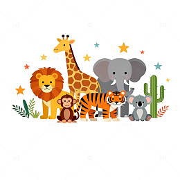 卡通动物乐园插画设计素材