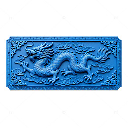 蓝色浮雕中国龙装饰艺术品