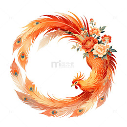 华丽凤凰花卉图案装饰素材