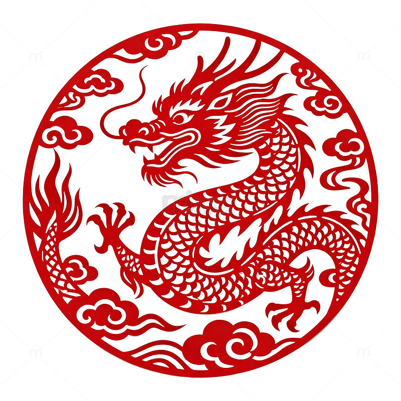中国传统龙纹剪纸图案