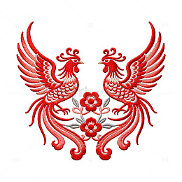 中国风凤凰刺绣图案