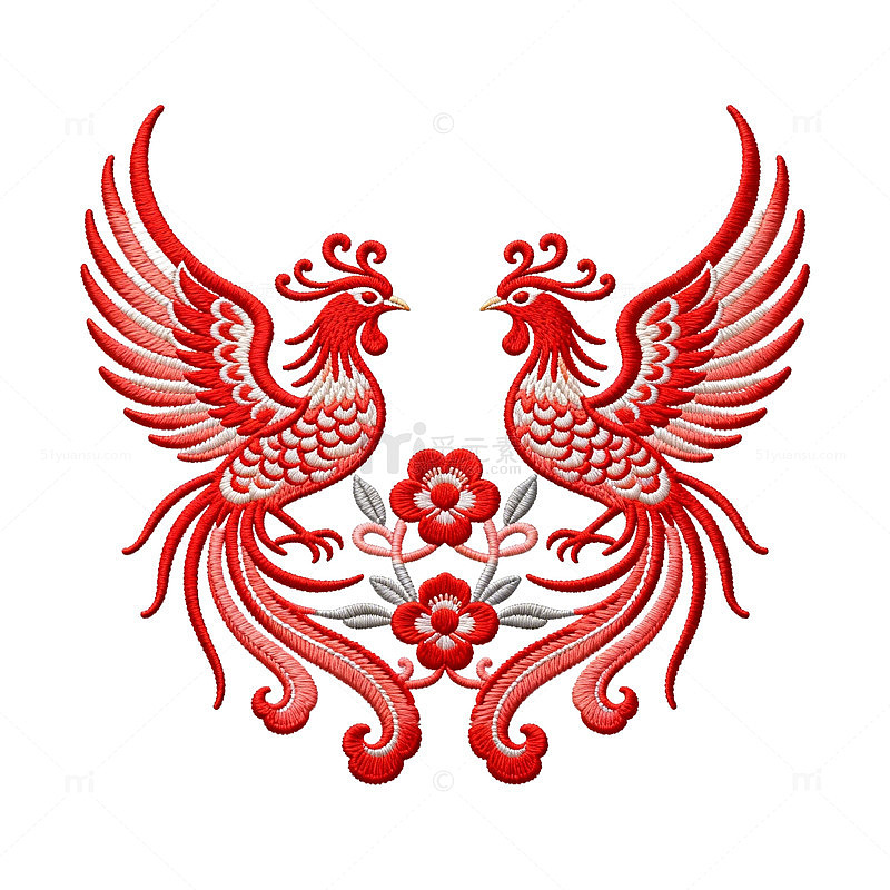 中国风凤凰刺绣图案