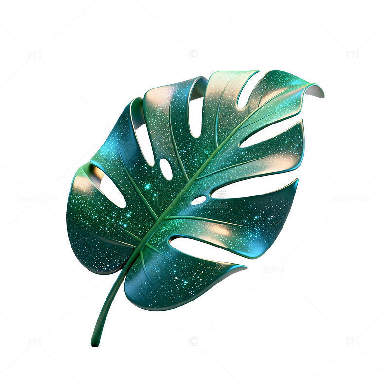 星空效果热带叶装饰图案