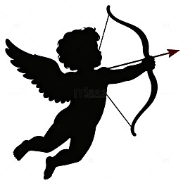 黑色剪影爱神丘比特