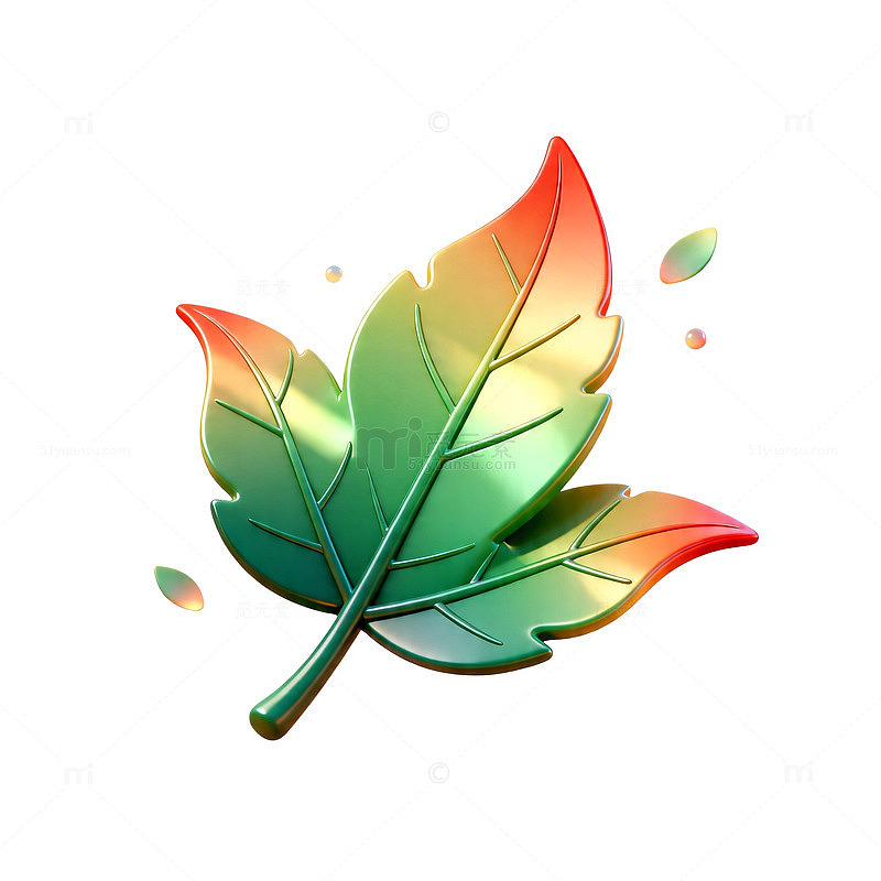 渐变色彩秋叶艺术插画
