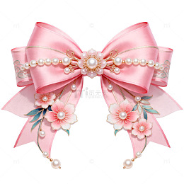 精致粉色蝴蝶结装饰设计素材