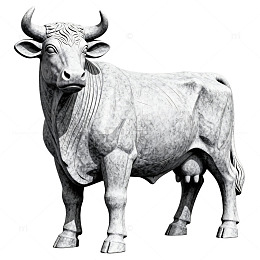 素描牛雕塑写实艺术画作