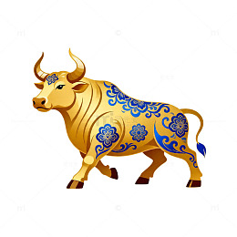 彩绘牛年吉祥图案插画素材