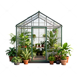 玻璃温室绿意盎然