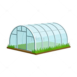 温室插画塑料透明农业设施