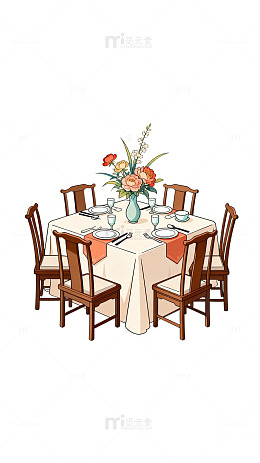 水彩餐桌插画