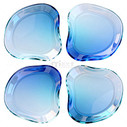 蓝色玻璃盘子装饰素材