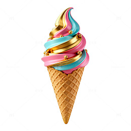 彩色冰淇淋美味甜品矢量图