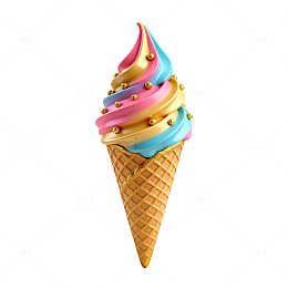 彩虹冰淇淋美味甜点插画