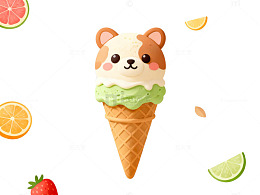 卡通冰淇淋狗水果图案设计素材